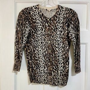 J. Crew size Small Animal Print Button Up Cotton Sweater Blouse